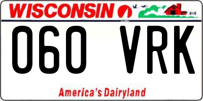 WI license plate 060VRK
