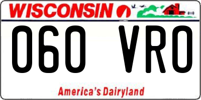 WI license plate 060VRO