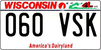 WI license plate 060VSK