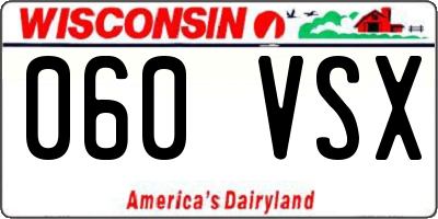 WI license plate 060VSX
