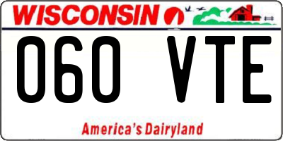 WI license plate 060VTE