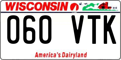 WI license plate 060VTK