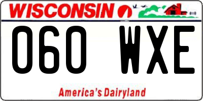 WI license plate 060WXE