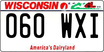 WI license plate 060WXI