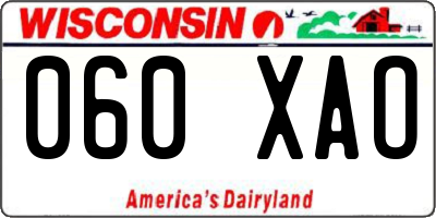 WI license plate 060XAO