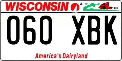 WI license plate 060XBK