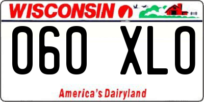 WI license plate 060XLO