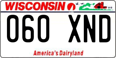 WI license plate 060XND