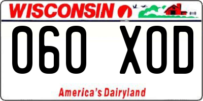 WI license plate 060XOD