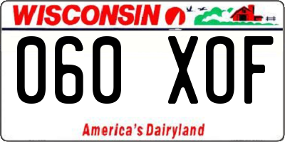 WI license plate 060XOF