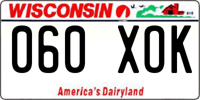 WI license plate 060XOK