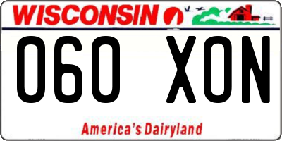 WI license plate 060XON
