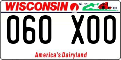 WI license plate 060XOO