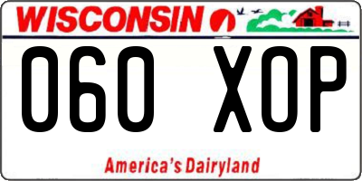 WI license plate 060XOP
