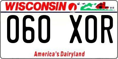 WI license plate 060XOR