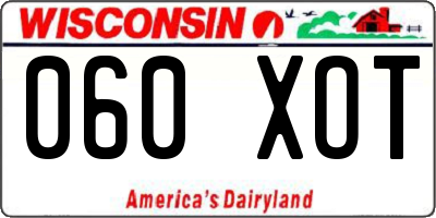 WI license plate 060XOT