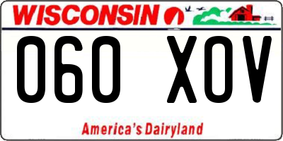 WI license plate 060XOV