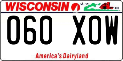 WI license plate 060XOW