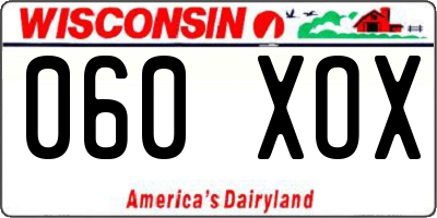 WI license plate 060XOX