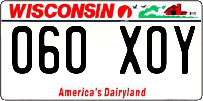 WI license plate 060XOY
