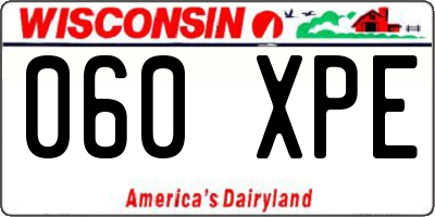 WI license plate 060XPE