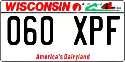 WI license plate 060XPF