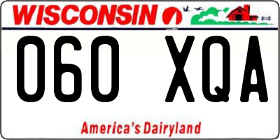 WI license plate 060XQA