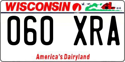 WI license plate 060XRA