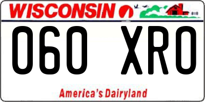 WI license plate 060XRO
