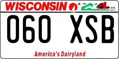 WI license plate 060XSB
