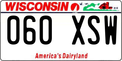 WI license plate 060XSW