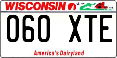 WI license plate 060XTE
