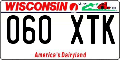 WI license plate 060XTK