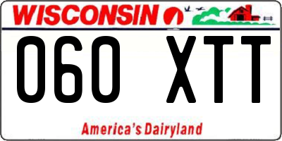 WI license plate 060XTT
