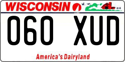 WI license plate 060XUD