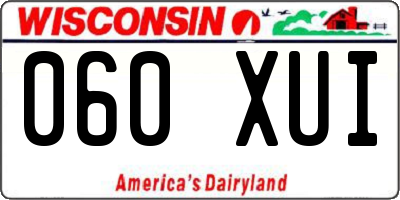 WI license plate 060XUI