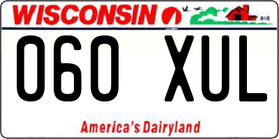 WI license plate 060XUL