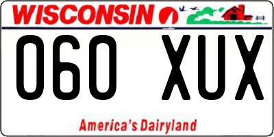 WI license plate 060XUX