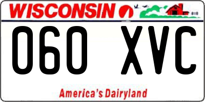 WI license plate 060XVC