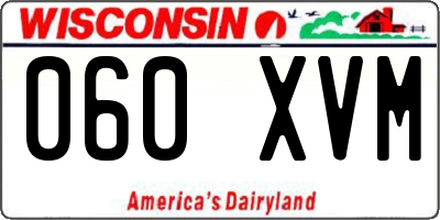 WI license plate 060XVM
