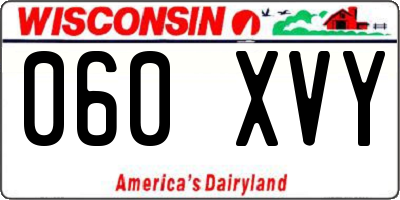 WI license plate 060XVY