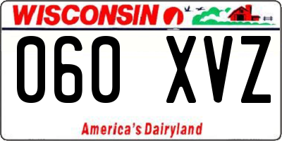 WI license plate 060XVZ