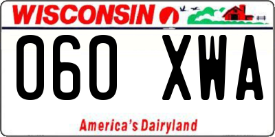 WI license plate 060XWA