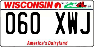 WI license plate 060XWJ