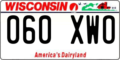 WI license plate 060XWO