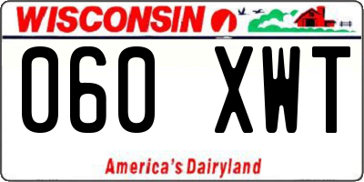 WI license plate 060XWT