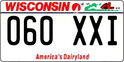 WI license plate 060XXI