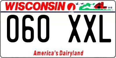 WI license plate 060XXL