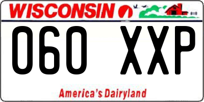 WI license plate 060XXP