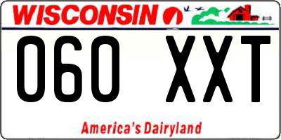 WI license plate 060XXT